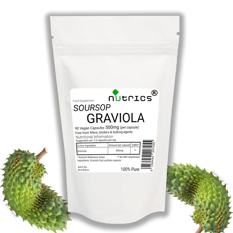 NutricsÂ® GRAVIOLA Fruit 500mg 90 V Capsules (1 Month Supply) Soursop